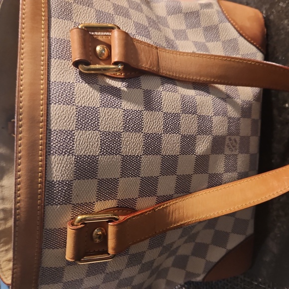 Checkered Tote Bag with Tan Accents - Picture 2 of 6